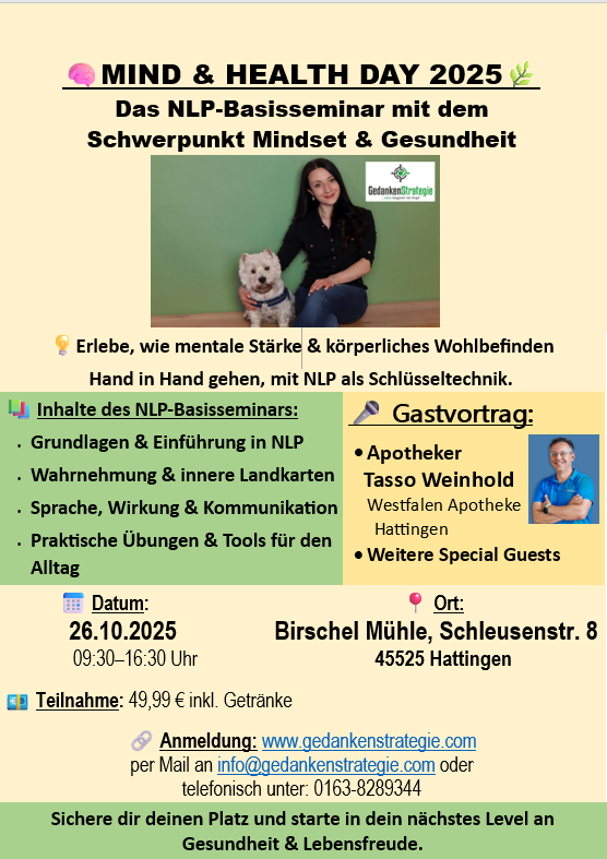 Mind & Health Day - das NLP-Basisseminar 26.10.2025